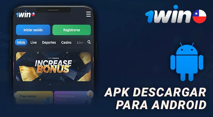 Aplicación de 1win para Android con la caja abierta